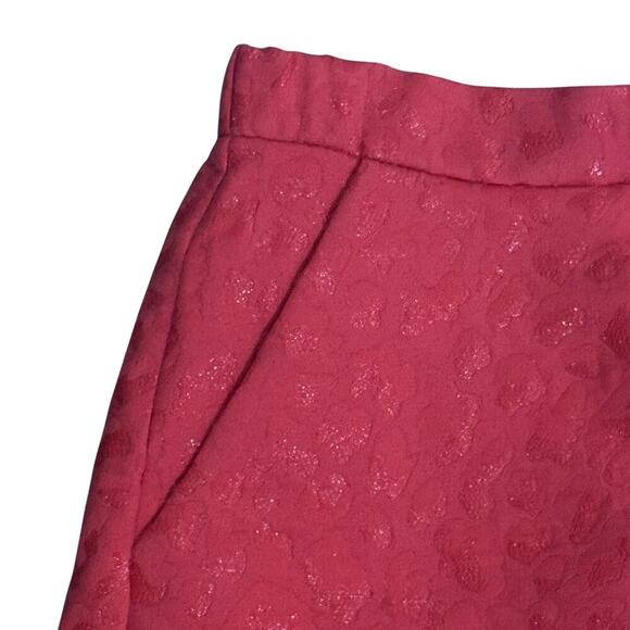 MAJE Jacquard Red Allover Tonal Leopard Pattern Skort Women’s Sz FR 36 / US 4 - Picture 4 of 14